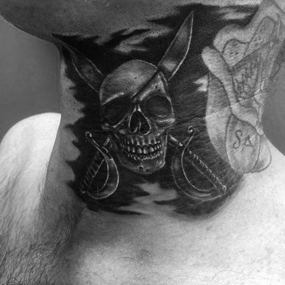 Mens Pirate Neck Tattoo