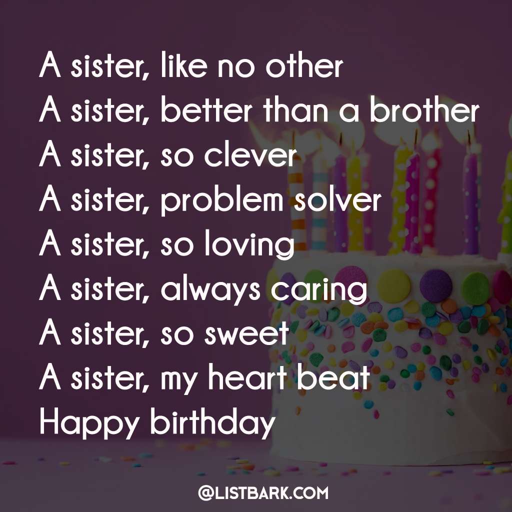 happy birthday sister poem