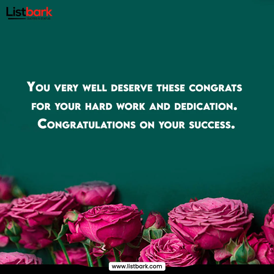 Congratulations on your Success